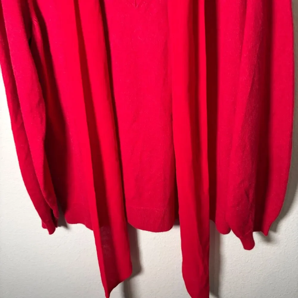 Chico's Sweater Women's Medium V-Neck 3/4 Sleeve Pullover Knit Red 1 Tie